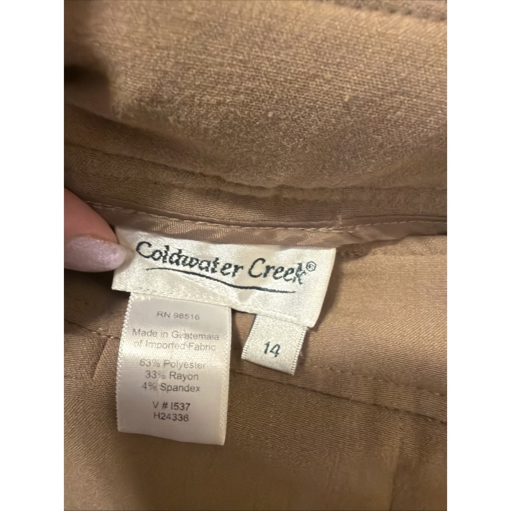 Coldwater Creek Women's Cropped Pull On Pants Size 14 Tan Stretch Career Casual - Picture 3 of 5